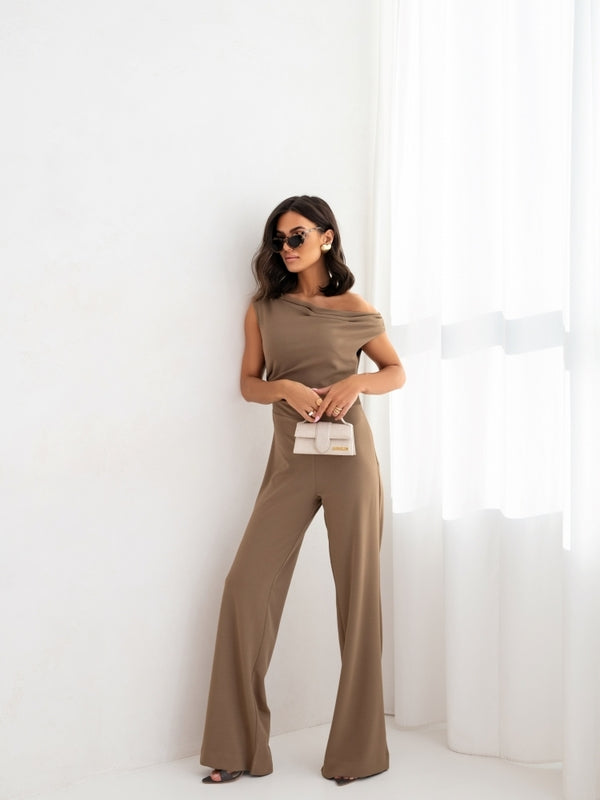 Sexy Jumpsuits For Women Falling Straps Business Rompers Elegant Straight Long Pants Rompers Fastened With A Zipper On The Side.